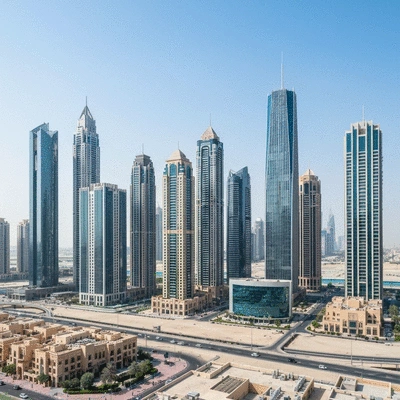 Modern cityscape of Dubai with diverse architecture, representing off-plan property investment opportunities