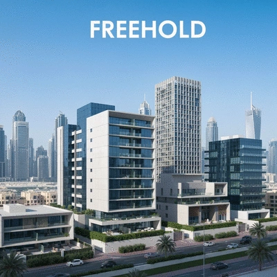 Modern skyline of Dubai with luxury freehold properties