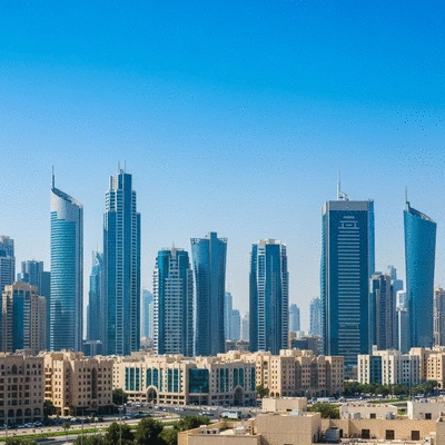 Modern Abu Dhabi skyline with residential and commercial buildings