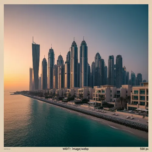 Modern Dubai skyline with luxury properties