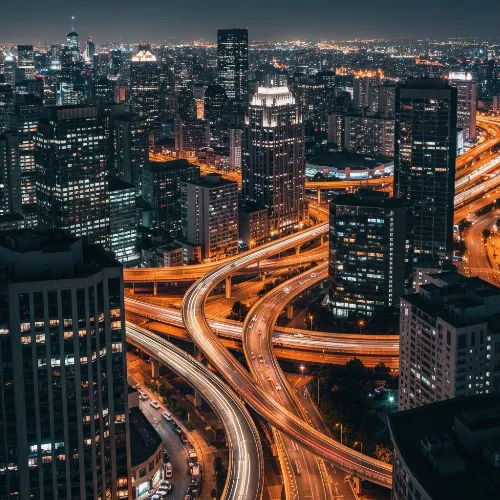 Financial charts and graphs overlaid on a modern city, symbolizing investment insights